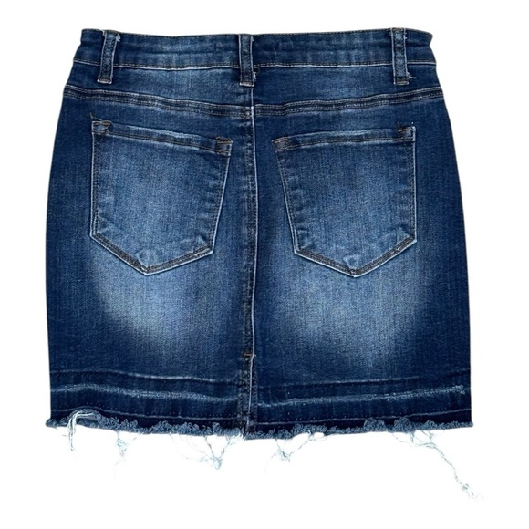 KANCAN Denim Mini Skirt Fray Hem Stretch Sz 24 1 Jeans Country Concert Festival‎ - Picture 2 of 4